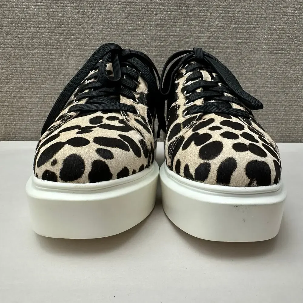 Linea Paolo Black Tan Animal Print Calf Hair Low Top Fashion Sneakers Womens 6.5